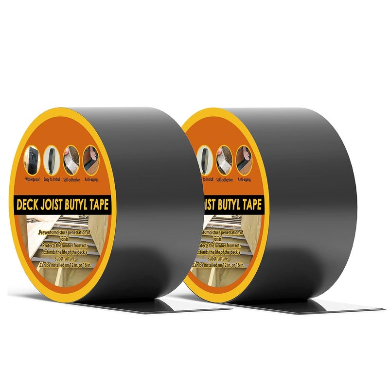 JOAPRIL Joist Tape 3" x 50', 2pack Self-Adhesive Deck Joist Flashing Tape for Hardwood, Thermal Wood, PVC, Pressure Treated, and Composite Decking - Image 1